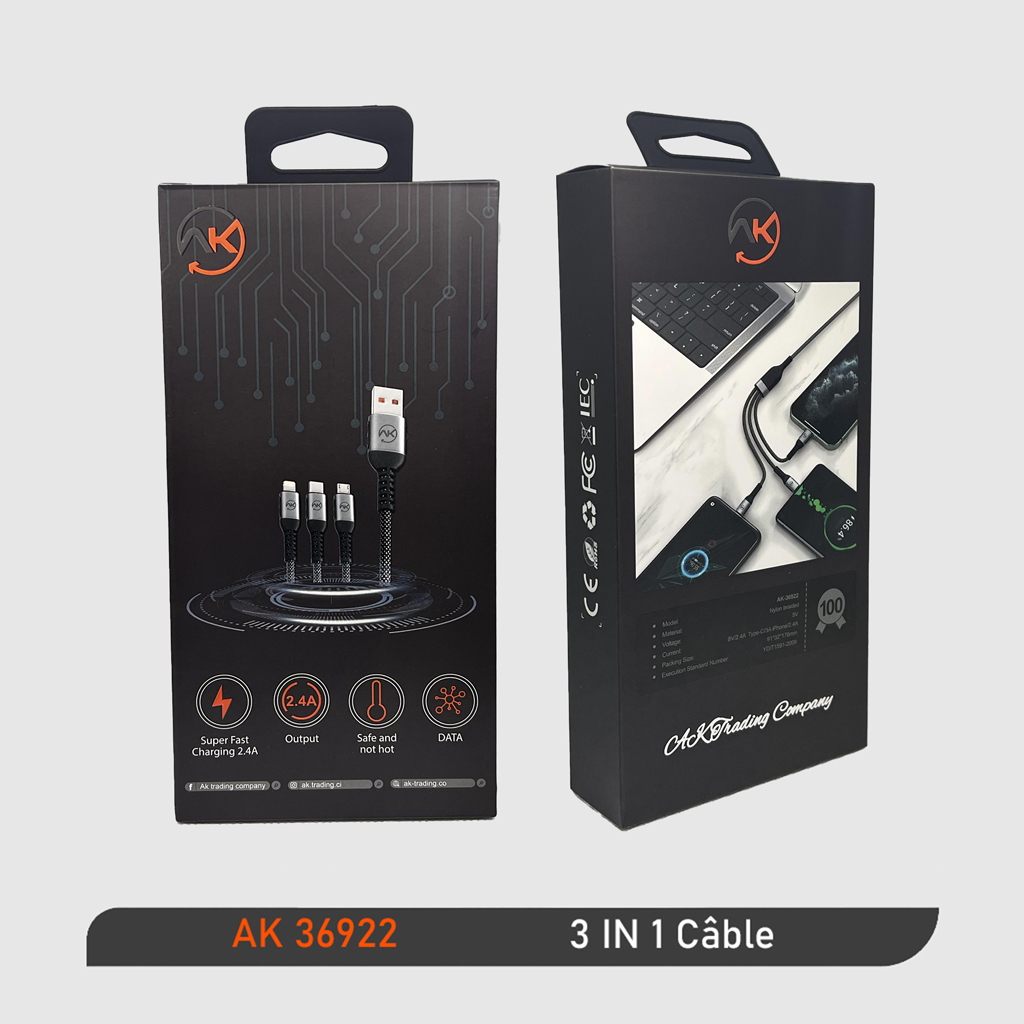 CABLE 1M USB TYPE C.IPHONE.V8 — photo 2