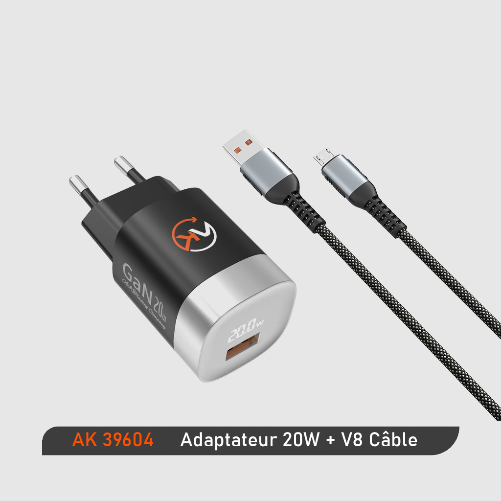 ADAPTER+CABLE 20W USB-V8
