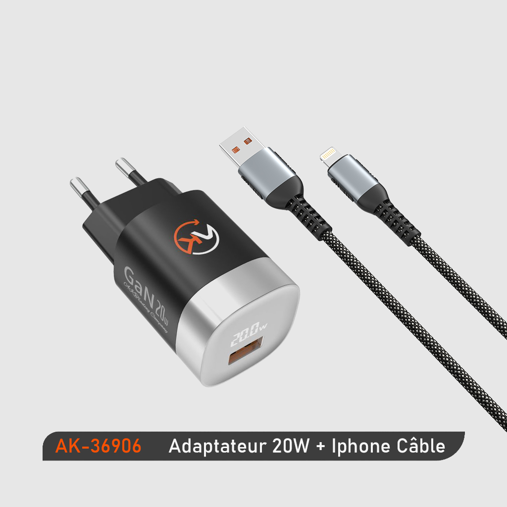 ADAPTER+CABLE 20W USB-IPHONE